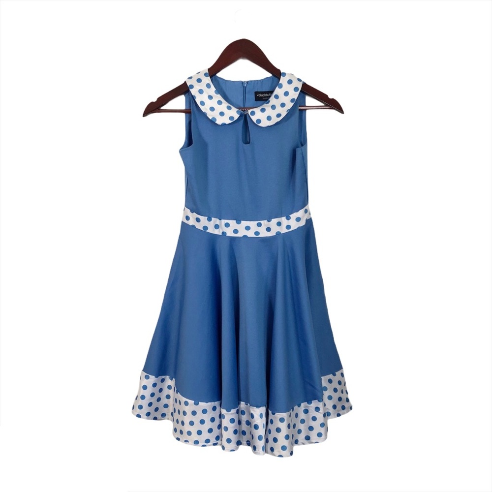 Blackbutterfly Blue Polka Dot Collar Short Dress